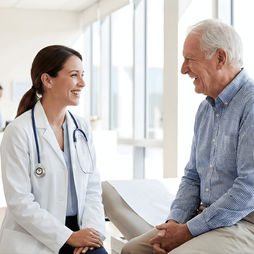 Doctor consulting with patient in a modern healthcare facility